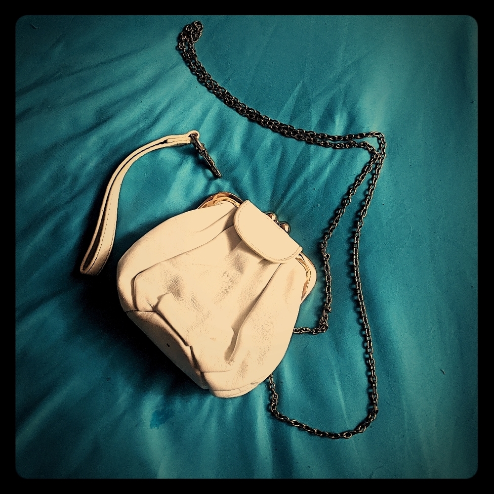 White Vintage 60's Genuine Leather Danier Clutch